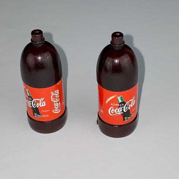 Barbie Pretend Play Lot of 2 Coca Cola Toy Bottles For Playset Dollhouses Kids - Picture 2 of 5